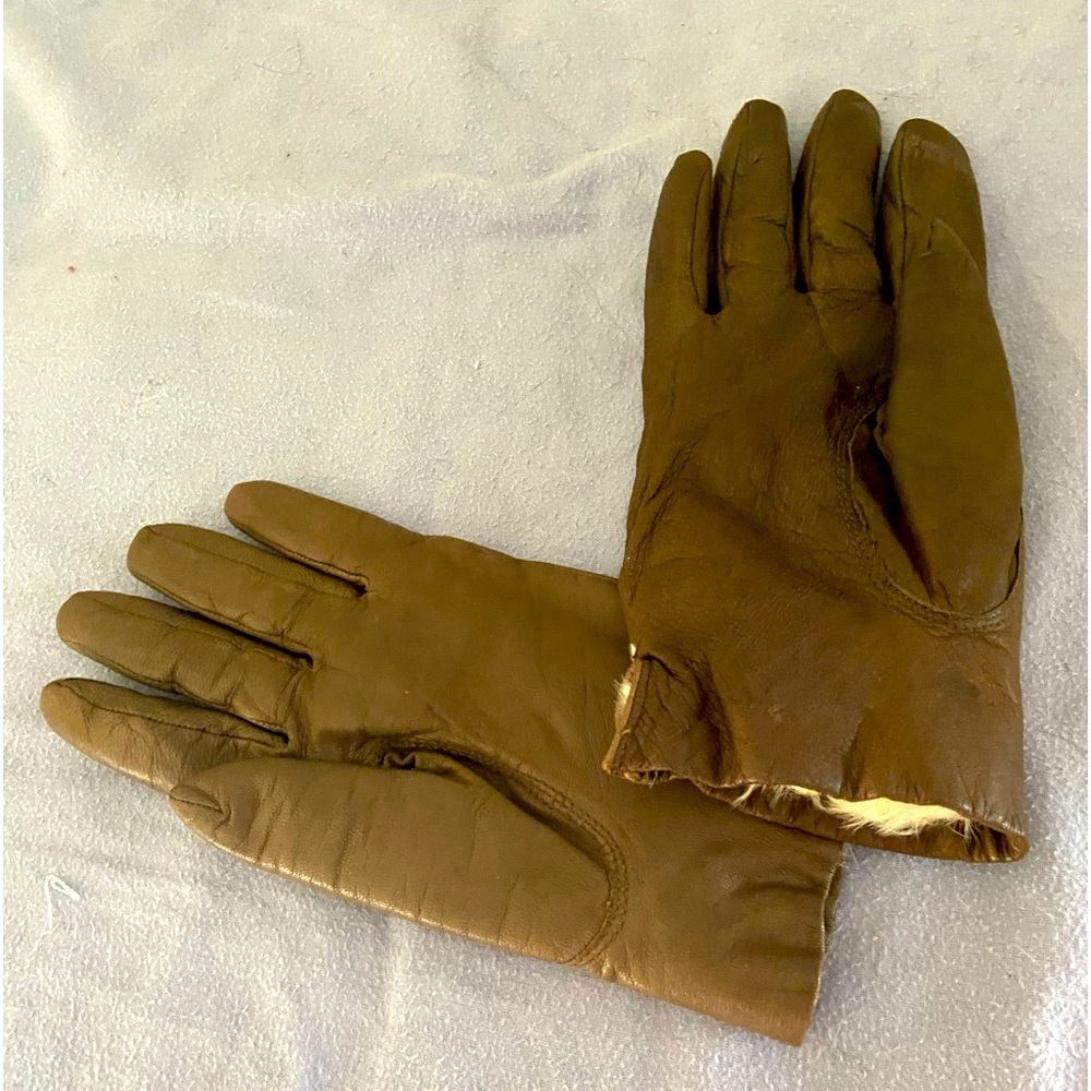 Unbranded Genuine Fur Lined BrownLeather Gloves